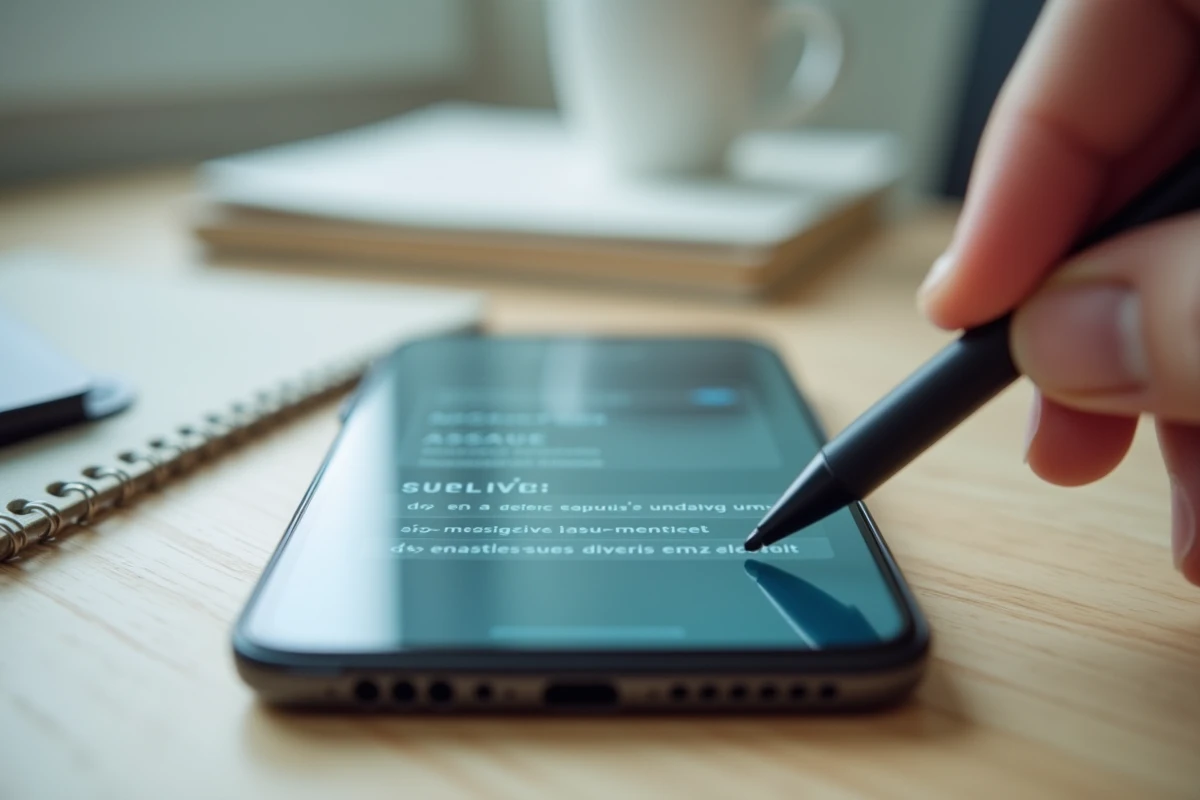 Écran de smartphone affichant des messages SMS effacés avec une interface de messagerie mobile