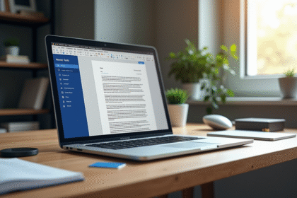 Espace de travail moderne avec ordinateur portable et fichiers