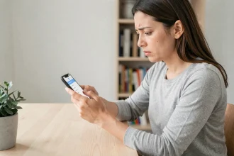 Femme désactivant des options dans les réglages iOS 18.4.1 sur un iPhone pour améliorer les performances