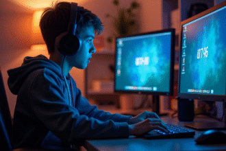 Jeune joueur frustré face à l'écran Valorant Van 79