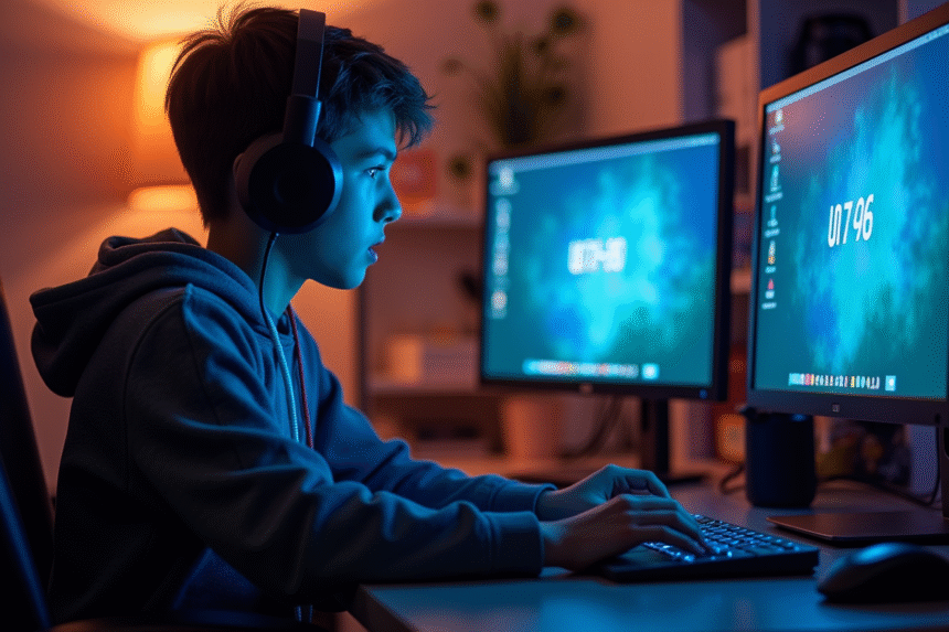 Jeune joueur frustré face à l'écran Valorant Van 79