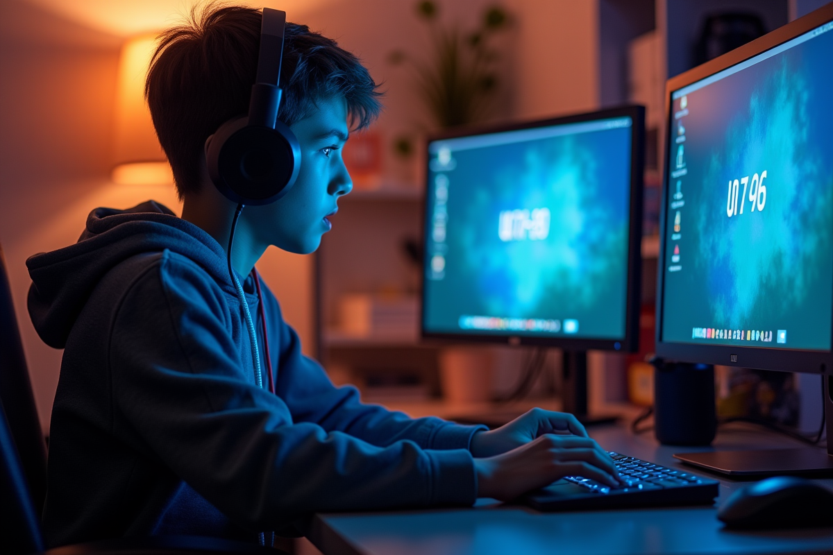 Jeune joueur frustré face à l'écran Valorant Van 79