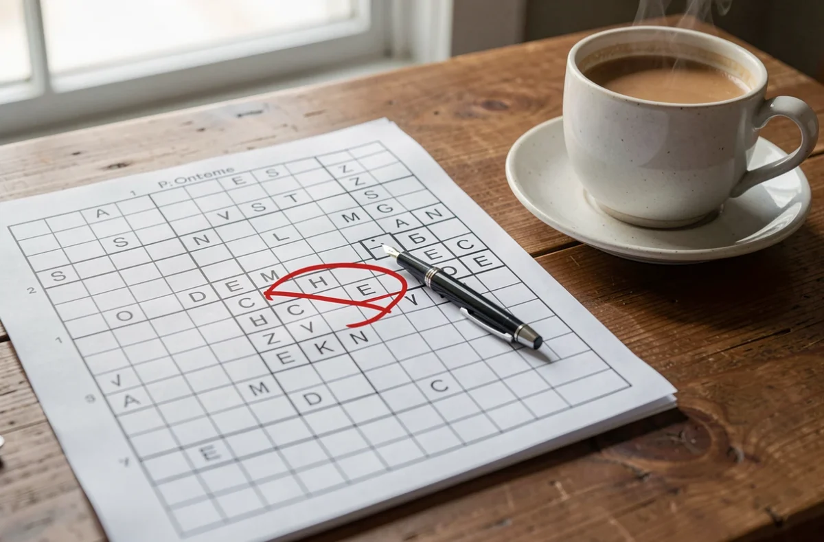 Grille de mots fléchés avec lettres croisées entourées au stylo