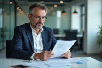 Homme d'affaires en costume dans un bureau moderne