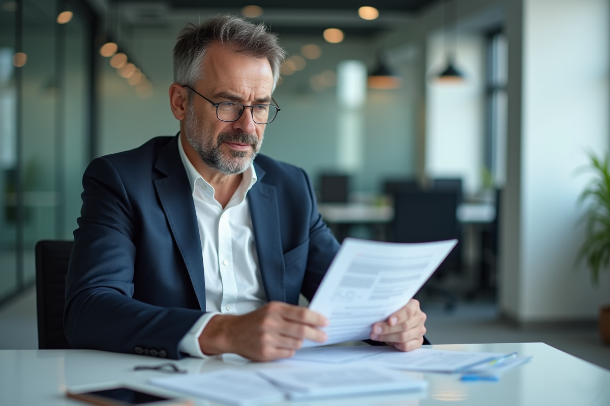 Homme d'affaires en costume dans un bureau moderne