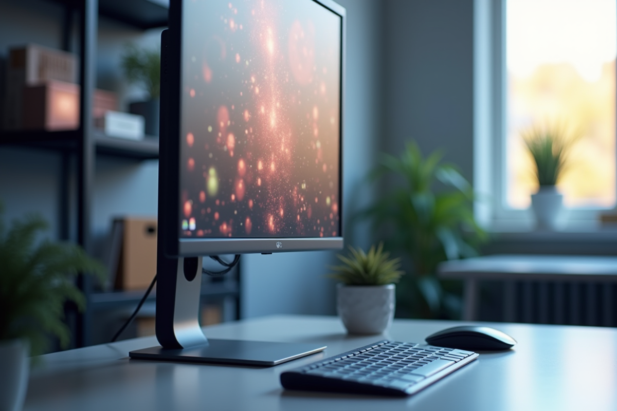 Configuration moderne d ordinateur de bureau avec grand moniteur 4K