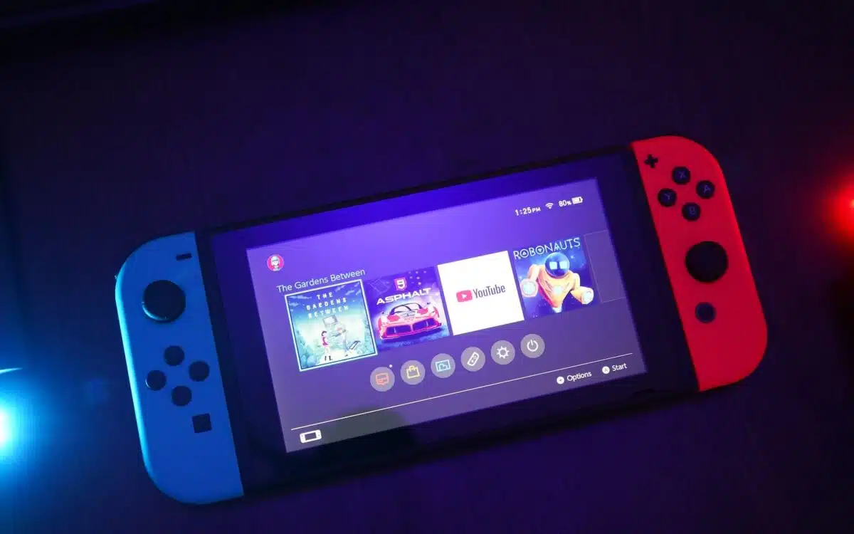 Nintendo Switch console turned on with Joy-Con controls