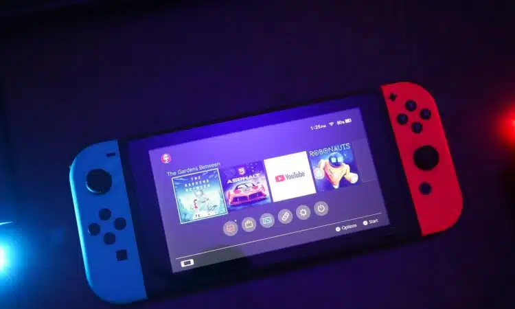 Nintendo Switch console turned on with Joy-Con controls