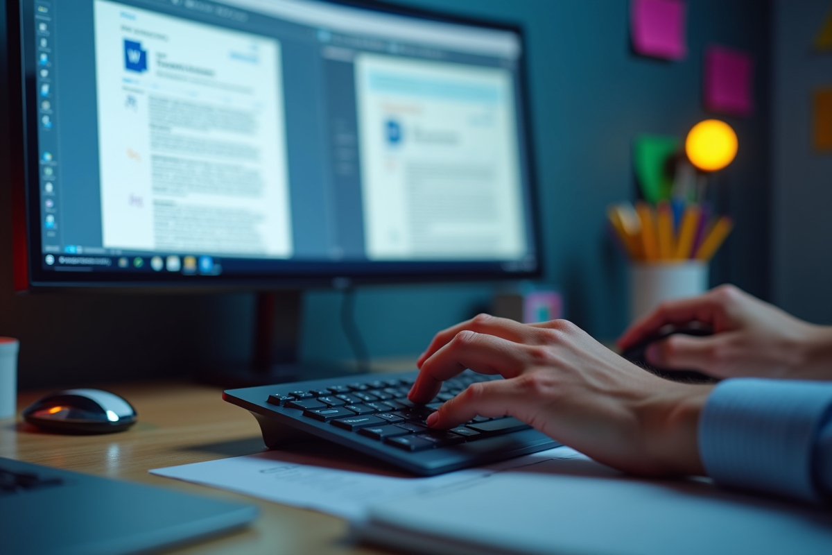 Main utilisant souris et clavier avec écran de conversion de fichiers